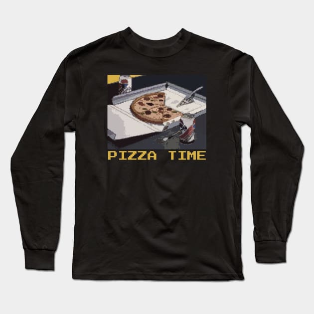 Pizza time japanese retro pixelart style Long Sleeve T-Shirt by BleizerShtorn